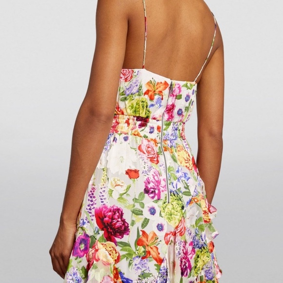 Alice + Olivia Samantha Floral Cowl Neck Dress in Flower Midi Dress - Picture 2 of 6